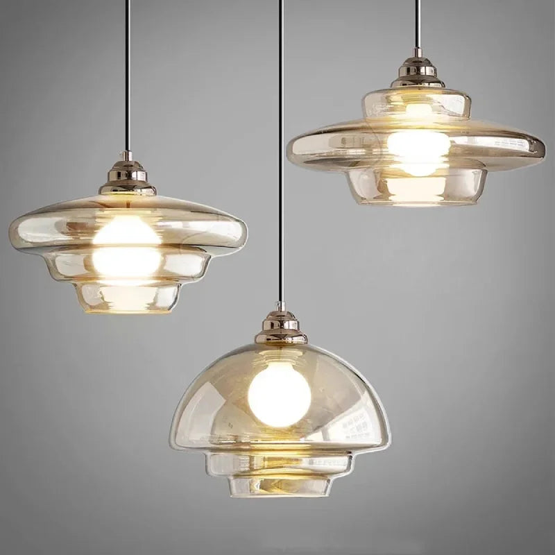 Apollo Aura Lamp Cognac glass pendant light retro layered chandelier modern kitchen island lamp