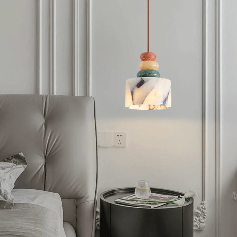 Luxury stone pendant lamp natural marble LED chandelier light
