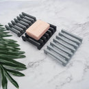 Flexible silicone soap holder with wave drainage design for kitchen or bathroom soap saver storage