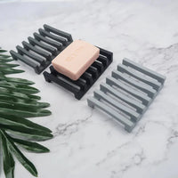 Flexible silicone soap holder with wave drainage design for kitchen or bathroom soap saver storage