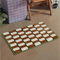 Grids Print Bedroom Mat Soft Tufted Carpet Bathroom Rug Living Area Floor Pad Doormat Aesthetic Home Room Decor-Letifly Lights and Decor