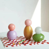 Pastel colored glass bud vase sealed lid sculptural aromatherapy flower diffuser container