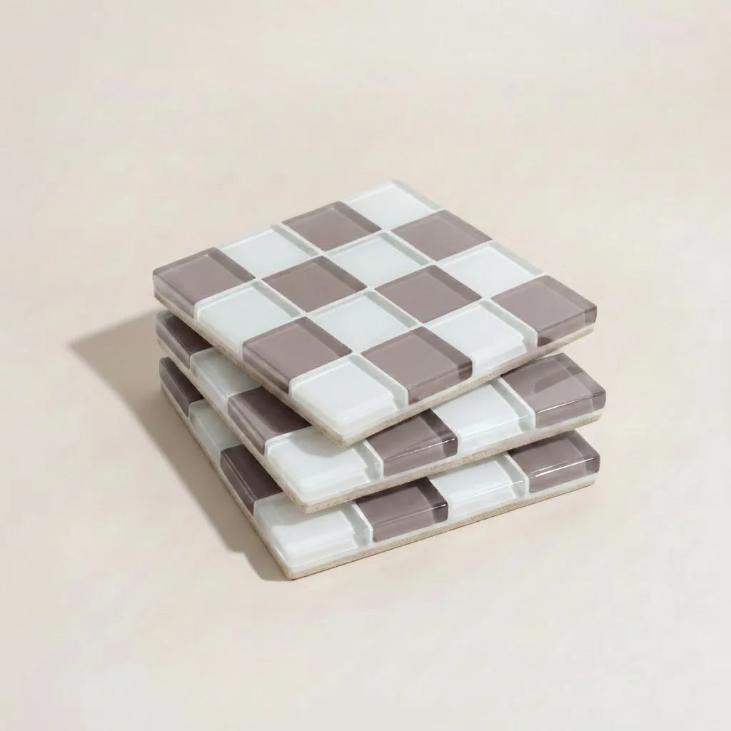 Pixel Checkered Tile Coasters