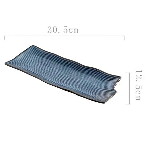 Japanese-style Sushi Plate Rectangular Ceramic Sashimi Flat Plate Creative Tableware Irregular Long Commercial Japanese Plate-Letifly Lights and Decor