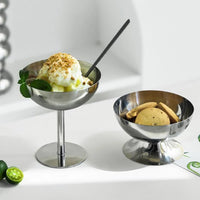 Stainless steel dessert pedestal bowl polished mirror finish modern serveware