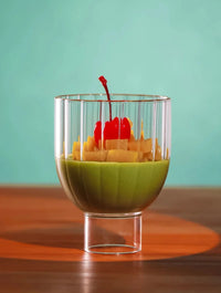 Ribbed borosilicate glass whiskey cocktail espresso cup old fashioned durable glass tumbler