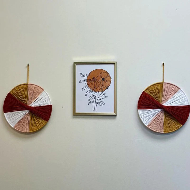 Thread Bloom Wall Art Handmade cotton thread circular wall art modern macrame-inspired décor