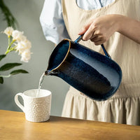 Ceramic ombre pitcher glossy gradient blue serving carafe modern decorative vase home tableware