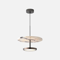 Stratum Marble Pendant Lamp Luxury Black Round Natural Stone Pendant Lamp High-end Bedroom Bedside LED Chandelier Living room Decoration Home Hanging Lights