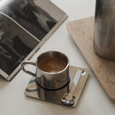 Stainless steel espresso cup and square saucer modern coffee tea set 3pc set with teaspoon