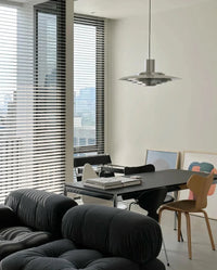 danish modern brushed aluminum ufo disc pendant light with led for dining room or kitchen island