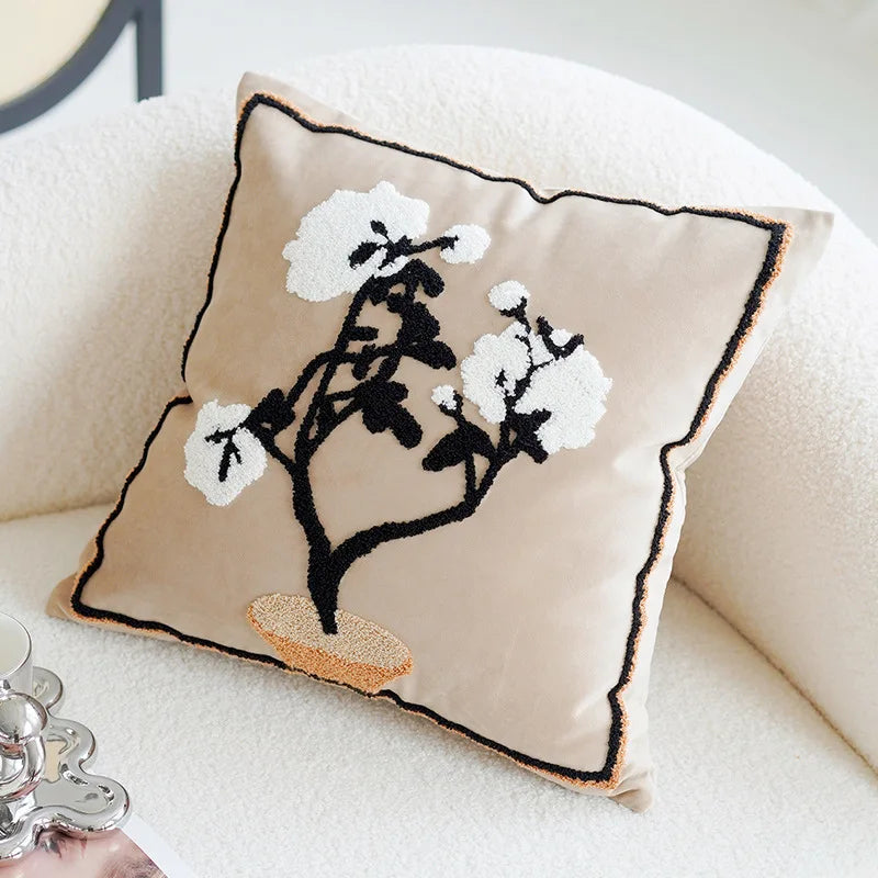 textured neutral throw pillow cover tufted cotton decorative cushion