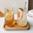 Fluted Clarity Tumbler Heat-resistant fluted glass tumbler with bamboo lid and glass straw