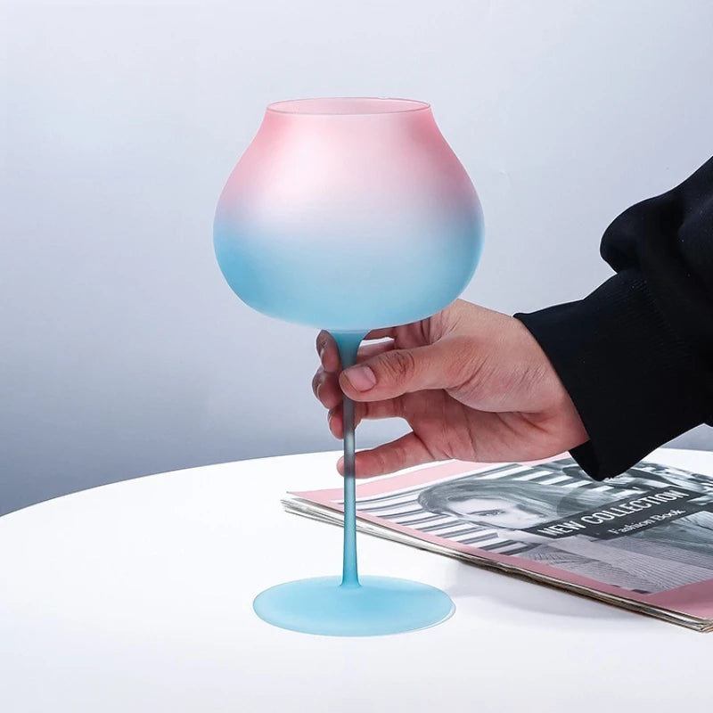 Elysian Gradient Goblet pink blue crystal wine glass frosted clear