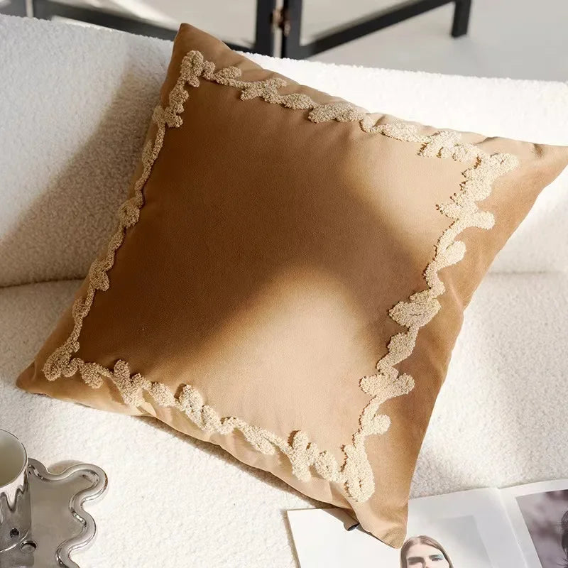 textured neutral throw pillow cover tufted cotton decorative cushion