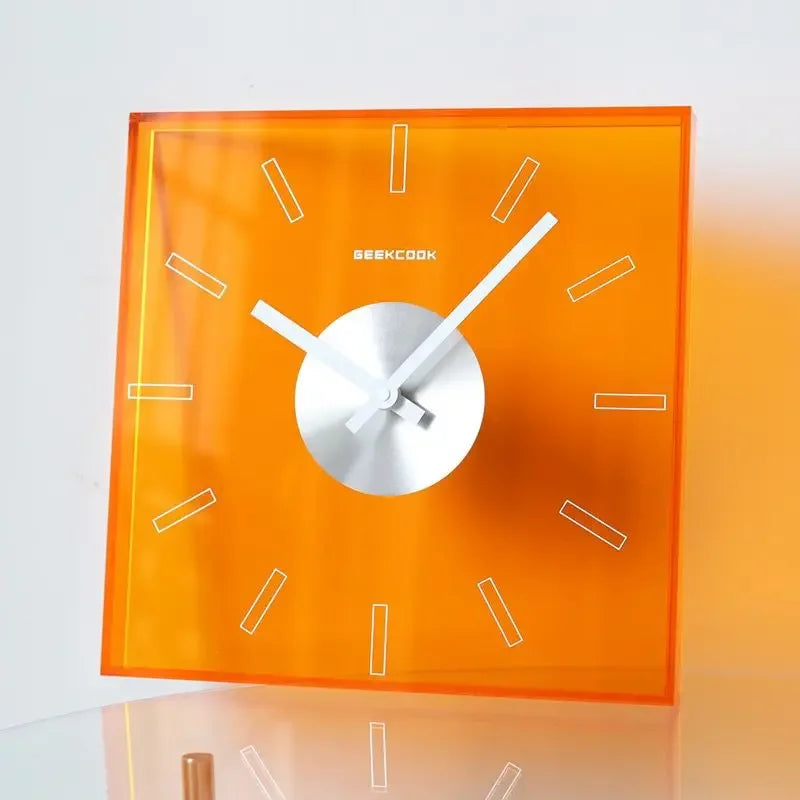 Modern Transparent Clock Klein Blue Wall Hanging Clock Timepiece for Bedroom Living Room Office Acrylic Square Wall Decor-Letifly Lights and Decor