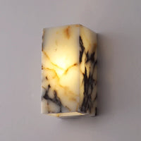 Onyx Glow Wall Sconce luxury cuboid LED natural marble bedside hallway accent lighting