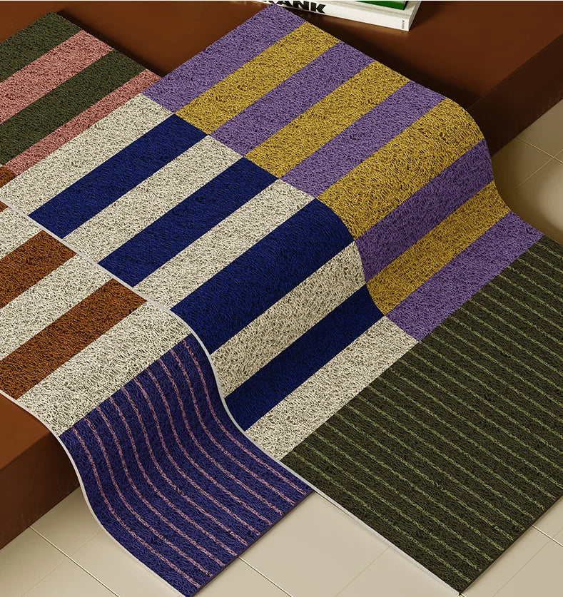 PVC Grids Floor Anti Slip Pad Aesthetic Home Room Decor Geometric Bathroom Mat Soft Rug Bedroom Carpet Doormat-Letifly Lights and Decor