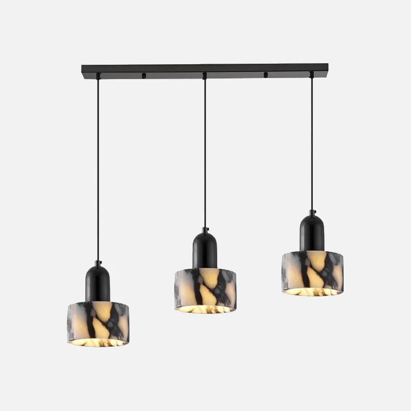 Carrara Eclipse Lamp Luxury Black Round Natural Stone Pendant Lamp High-end Bedroom Bedside LED Chandelier Living room Decoration Home Hanging Lights