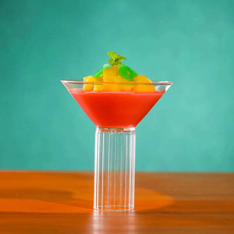 Martini cocktail glass with ribbed stem clear barware
