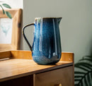 Ceramic ombre pitcher glossy gradient blue serving carafe modern decorative vase home tableware