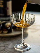 ribbed glass cocktail coupe handmade clear borosilicate stemware