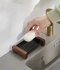 Foundry Soap Dock Modern wooden and metal soap dish black minimalist bathroom soap holder