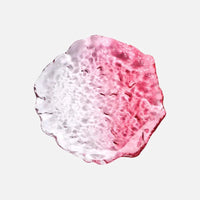 Zenith glass coaster set with irregular edges, transparent pink and blue textured plates for home dessert, dim sum, fruit, and decorative use