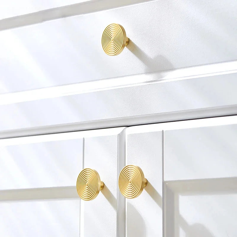 Brass Swirl Design Furniture Knobs Gold Single Hole Pulls Modern Wardrobe Kitchen Cabinet Bar Dresser Drawer Handles-Letifly Lights and Decor