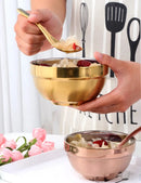 Small&Big Stainless Steel Chinese Rainbow Round Bowl Rice Soup Double Hot Insulation Container Noodle Bowl Kitchen Tableware-Letifly Lights and Decor