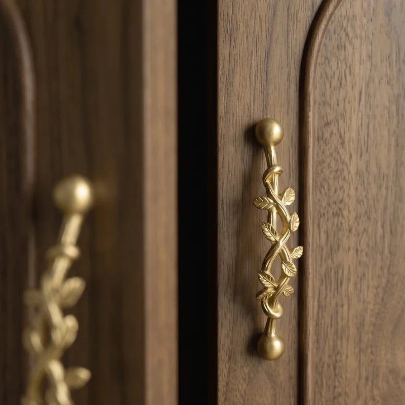 Santaya Brushed Brass Handles Vine-shaped for Kitchen Cabinets Bedroom Wardrobe Drawer Knobs and Furniture Handle-Letifly Lights and Decor