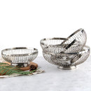 Verge Wire Basket Set stainless steel wire fruit basket modern kitchen bowl polished silver produce holder
