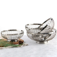 Verge Wire Basket Set stainless steel wire fruit basket modern kitchen bowl polished silver produce holder