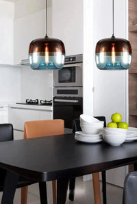 gradient glass pendant lamp ombré hand-blown LED hanging light
