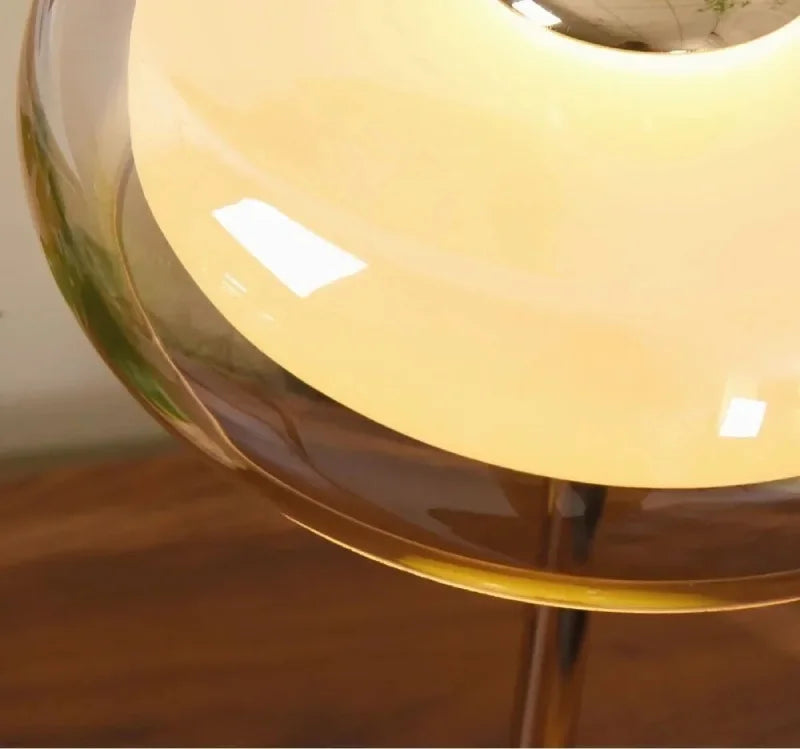 Mid-Century Modern Glass Table Lamp Vintage LED Bedside Desk Lamp Golden Metal Pole Bedroom Nightstand Decor Light-Letifly Lights and Decor