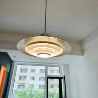 danish modern brushed aluminum ufo disc pendant light with led for dining room or kitchen island