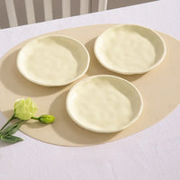 Luna Creme Pastel ceramic snack plates wavy edge hand-glazed modern dish set
