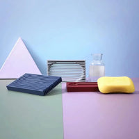 modern silicone soap dish soft glue punch-free bathroom soap holder with drain grooves non-slip design