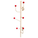 Wall-mounted coat rack with ball hooks, vertical organizer with 4 or 6 hooks