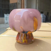 Sculpted Bloom Vase Colorful Glass Vase Hydroponics Plant Pots Table Decoration Flowers Arrangement Painted Artwork Floral Vase Room Aesthetic Decor