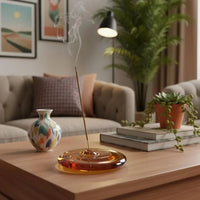 Glass Incense Holder Heat Resistant Stick Burner for Meditation Yoga Zen Desk Decor Home Office Shelf Aesthetic Ash Catcher-Letifly Lights and Decor