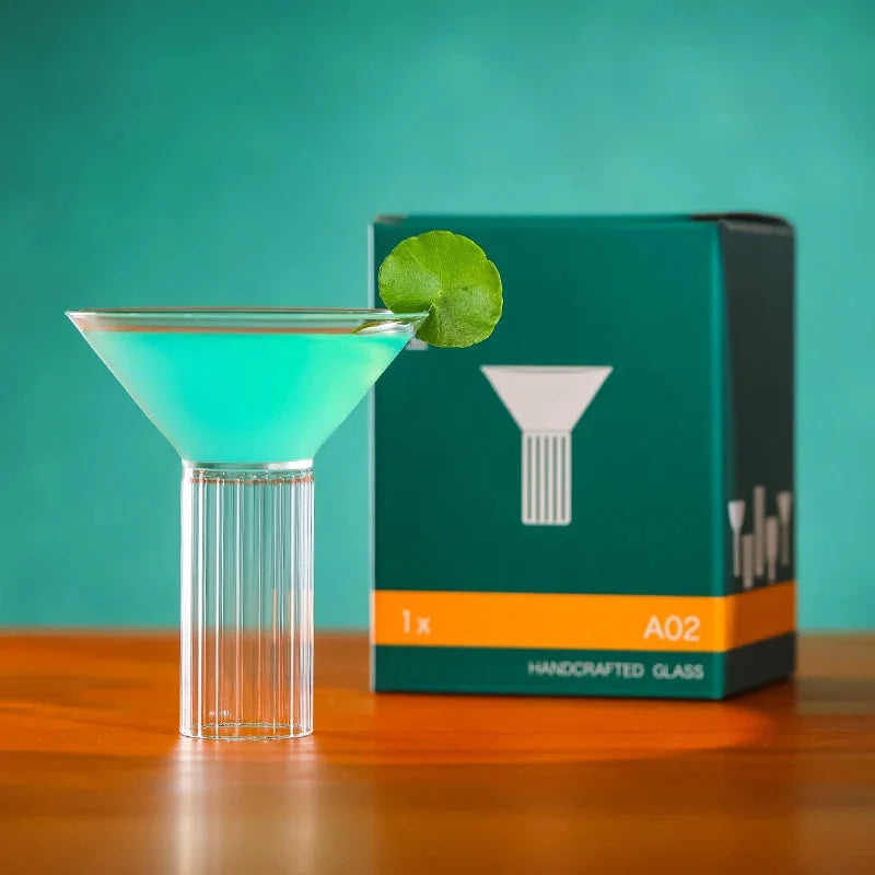 Martini cocktail glass with ribbed stem clear barware