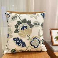 Embroidered Cotton Pillow Cover Nordic Floral Cushion Decorative Sofa Pillow