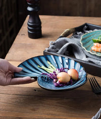 Ceramic shell plate kiln glaze ocean-inspired tableware