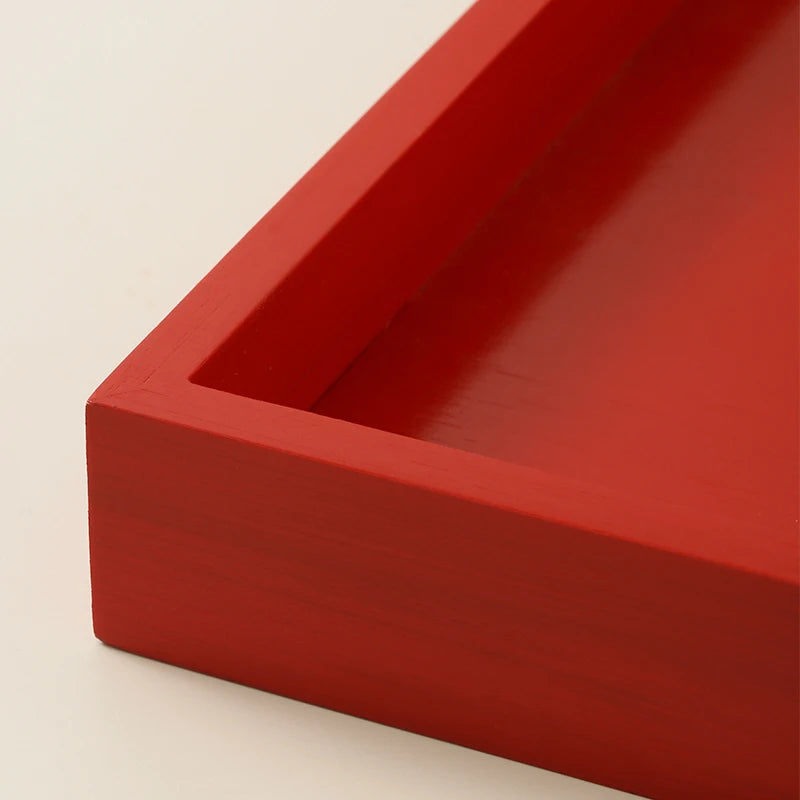 Tray solid wood geometric color-block metallic accents for storage organization or display