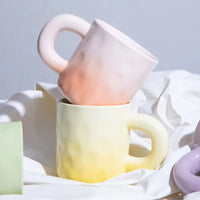 Ceramic gradient mug colorful ombré glaze coffee tea cup gift box