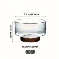 Glass Fruit Bowl Creative Large Salad Bowl Wood Base Snacks Popcorn Nuts Storage Bowls Home Christmas Snack Storage Container-Letifly Lights and Decor