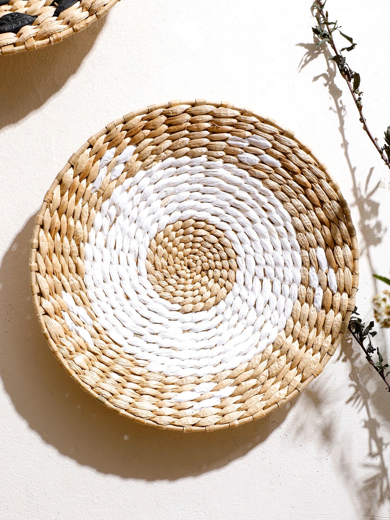 Seagrass wall decor boho handwoven natural rustic modern wall basket art