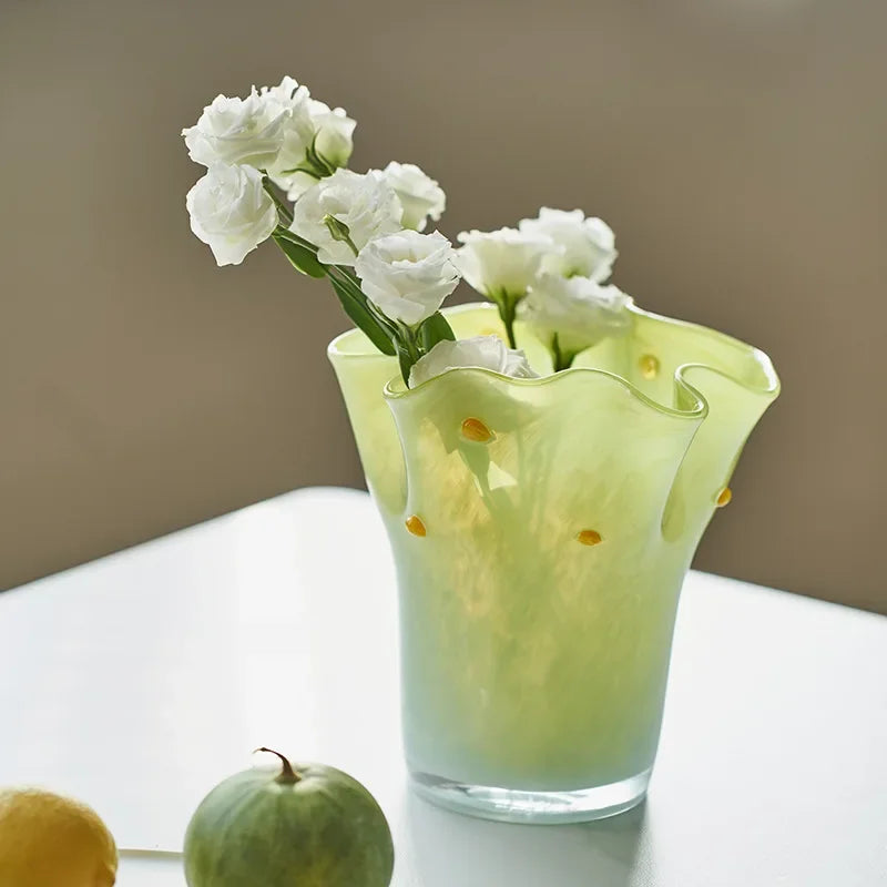 Taffy Wave Glass Flower Vase
