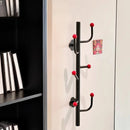 Wall-mounted coat rack with ball hooks, vertical organizer with 4 or 6 hooks